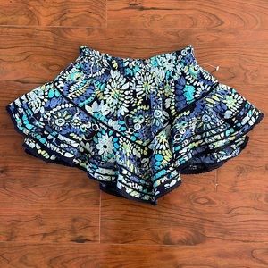 NWOT Aerie Blue and Green Floral Ruffled Skort